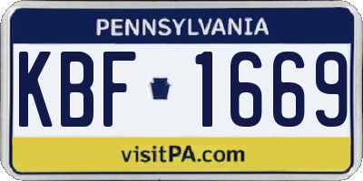 PA license plate KBF1669