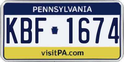 PA license plate KBF1674
