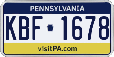 PA license plate KBF1678