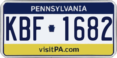 PA license plate KBF1682