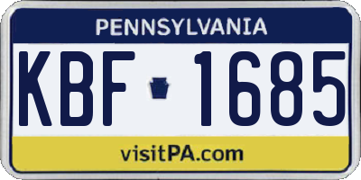 PA license plate KBF1685