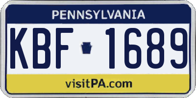 PA license plate KBF1689