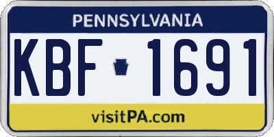 PA license plate KBF1691