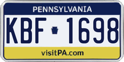 PA license plate KBF1698