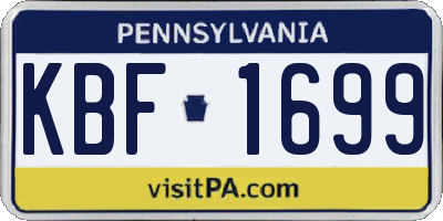PA license plate KBF1699