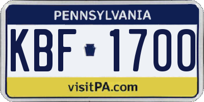PA license plate KBF1700