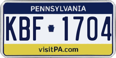 PA license plate KBF1704