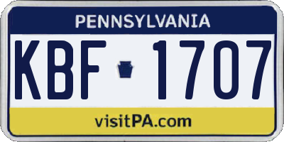 PA license plate KBF1707
