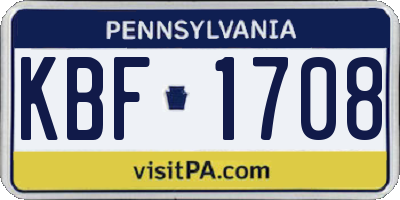 PA license plate KBF1708