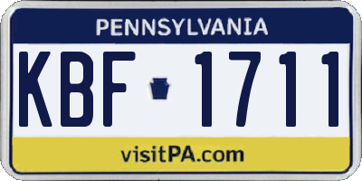PA license plate KBF1711