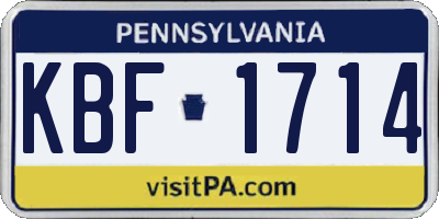 PA license plate KBF1714