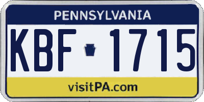 PA license plate KBF1715