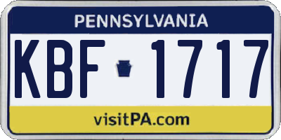 PA license plate KBF1717