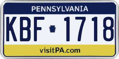 PA license plate KBF1718