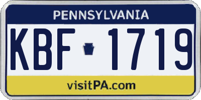 PA license plate KBF1719
