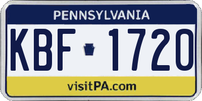 PA license plate KBF1720