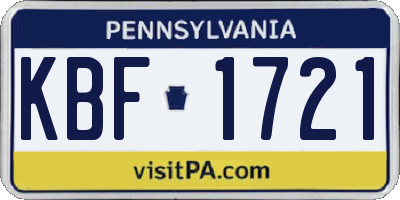 PA license plate KBF1721