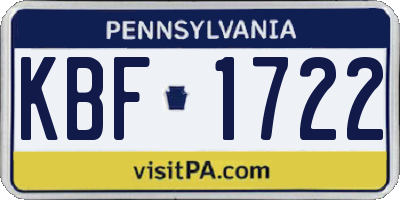 PA license plate KBF1722