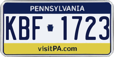 PA license plate KBF1723