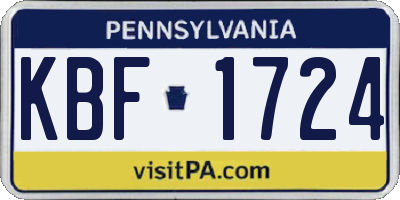 PA license plate KBF1724
