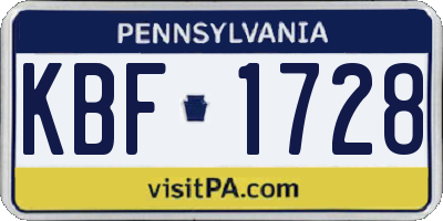 PA license plate KBF1728