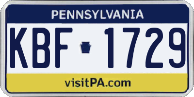 PA license plate KBF1729