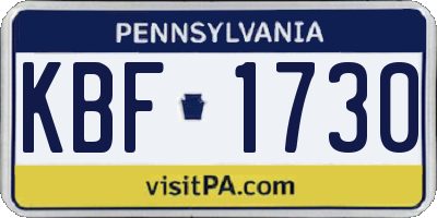 PA license plate KBF1730