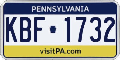 PA license plate KBF1732