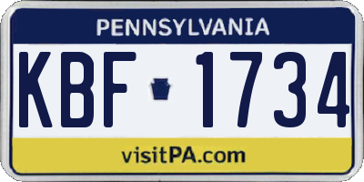 PA license plate KBF1734