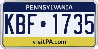 PA license plate KBF1735