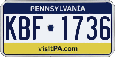 PA license plate KBF1736