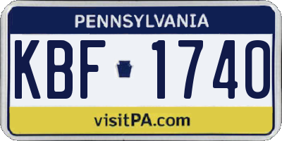 PA license plate KBF1740