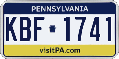 PA license plate KBF1741