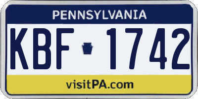 PA license plate KBF1742