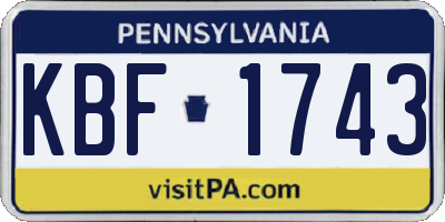 PA license plate KBF1743