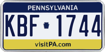 PA license plate KBF1744
