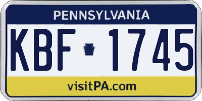 PA license plate KBF1745