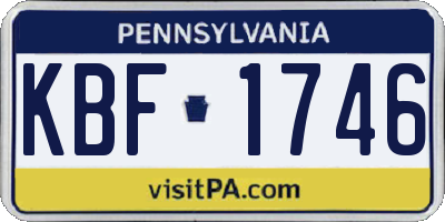 PA license plate KBF1746