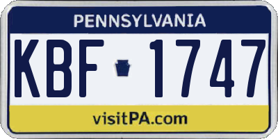 PA license plate KBF1747