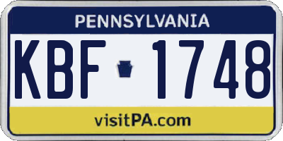 PA license plate KBF1748