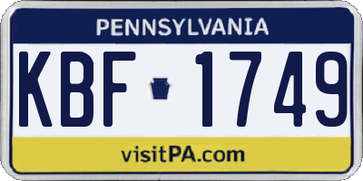 PA license plate KBF1749