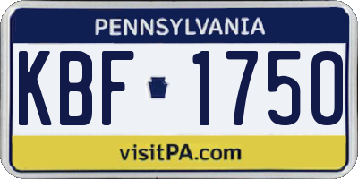 PA license plate KBF1750