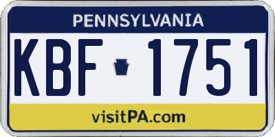 PA license plate KBF1751