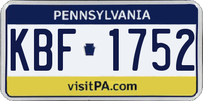PA license plate KBF1752