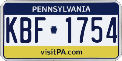 PA license plate KBF1754