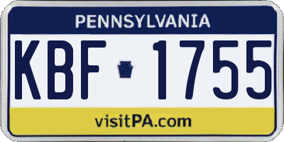 PA license plate KBF1755