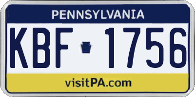 PA license plate KBF1756