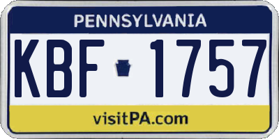 PA license plate KBF1757