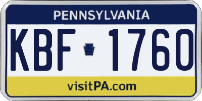 PA license plate KBF1760