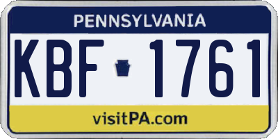PA license plate KBF1761